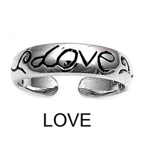 Sterling Silver Toe Ring  Love Script